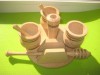 Set Rustic Lemn Masiv Miere Albine: Stativ, Pahare, Lingurite, Bat - Colectie Decorativa