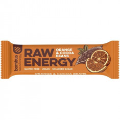 Baton Proteic cu Portocale si Boabe de Cacao Raw Energy 50 grame Bombus