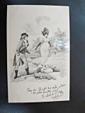 Carte postala, barbat si femeie imbracati de epoca, 1903