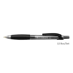 Set 12 Pixuri FORPUS Create, Mina Neagra, Varf 0.7 mm, Mecanism si Corp Negru din Plastic cu Grip Ergonomic, Pix Negru, Pixuri Negre, Pix cu Pasta Nea foto