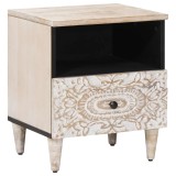 vidaXL Dulap pentru pat Alb 40 x 33 x 46 cm Lemn de mango solid 4018374