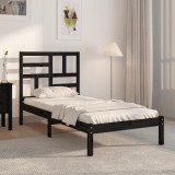 VidaXL Cadru de pat Small Single 2FT6, negru, 75x190 cm, lemn masiv