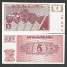 SLOVENIA 5 TOLARI 1990 UNC [1] P- 3 a , necirculata
