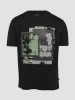 Tricou barbati cu imprimeu abstract in partea din fata, Negru, M