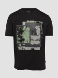Tricou barbati cu imprimeu abstract in partea din fata, Negru (Marime: XS)