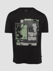 Tricou barbati cu imprimeu abstract in partea din fata, Negru, M