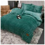 Cumpara ieftin Lenjerie de Pat Cocolino , Cearceaf cu Elastic, 4 Piese, Blană de Iepure Artificială, Verde Menta Inchis - JOJ675