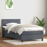 Cumpara ieftin Pat box spring cu saltea, gri &icirc;nchis, 90x210 cm, catifea