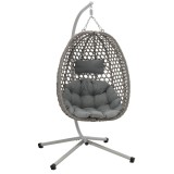 Leagan tip cuib suspendat, cu perna, cadru metalic si cos PE, 103x95x185 cm, gri Household NewTrend