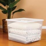 Cutie de depozitare pătrată din plastic transparent cu capac, 40L, CMCLASS