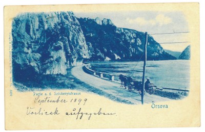 1288 - ORSOVA Danube Kazan carriage, Litho, Romania - old postcard - used - 1899 foto