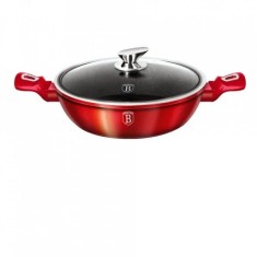 Cratiță marmorată cu capac 28 cm, 3.8 L Berlinger Haus Burgundy Metallic Line BH 1263, antiaderentă, pentru toate plitele, design modern