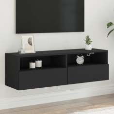 vidaXL Comodă TV de perete, negru, 100x30x30 cm, lemn prelucrat