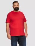 Tricou bărbați big size cu decolteu la baza g&acirc;tului și logo, din bumbac, Rosu, 2XL, 3XL, 4XL