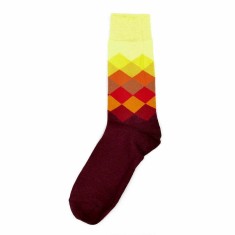 Sosete lungi haioase, Onore, grena, bumbac, 39-46 EUR, model romb multicolor foto
