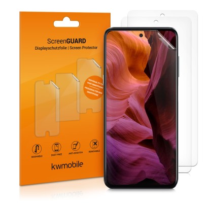 Set 3 Folii de protectie pentru TCL 20 5G (2021) / 20S (2021) / 20L (2021), kwmobile, Fata, Transparenta, 55705.1 foto
