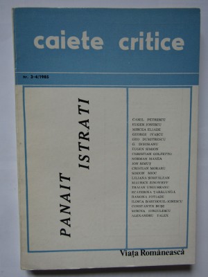 CAIETE CRITICE. PANAIT ISTRATI (nr. 3-4 / anul 1985) foto