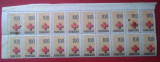 Bloc 20 Timbre Crucea Roșie : PENTRU RĂNIȚI, valori 100 lei, WW2, Nestampilat