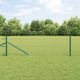 Gard Hexagonal vidaXL Verde 0.5x10 m Oțel, St&acirc;lpi de Gard vidaXL cu Spike 7 pcs &Oslash;32 mm 80 cm Oțel Galvanizat