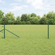 Gard Hexagonal vidaXL Verde 0.4x10 m Oțel, St&acirc;lpi Gard vidaXL cu Spike 7 buc &Oslash;32 mm 60 cm Oțel Zincat