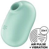 SATISFYER - PRO TO GO 2 DOUBLE AIR PULSE STIMULATOR &amp; VIBRATOR GREEN