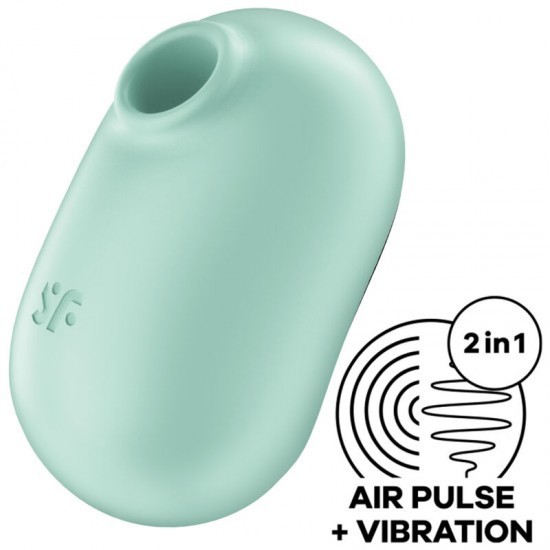 SATISFYER - PRO TO GO 2 DOUBLE AIR PULSE STIMULATOR &amp; VIBRATOR GREEN