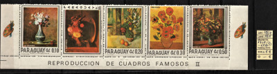 Paraguay, 1967 | Picturi şi pictori celebri | Ştraif / F&amp;acirc;şie de 5v - MNH | aph foto