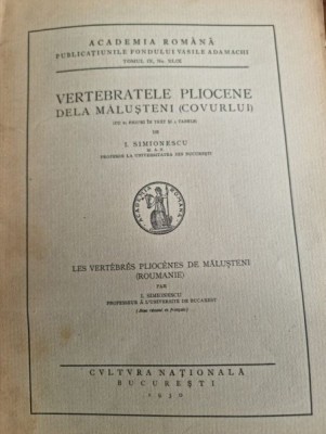 Ioan Simionescu - Vertebratele Pliocene de la Malusteni foto