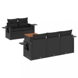 Cumpara ieftin Set mobilier de gradina cu perne, 6 piese, negru, poliratan