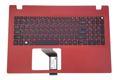 Carcasa superioara cu tastatura palmrest Laptop, Acer, Aspire E5-574, E5-574G, 6B.MVSN7.028, FBZRT001010, rosie, layout US foto