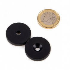 Magnet neodim disc cu gaura ingropata, Ø25&#215;4,4 mm, N42, acoperire plastic