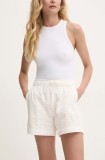 Answear Lab pantaloni scurti din bumbac culoarea alb, neted, high waist