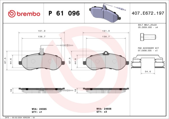 BREMBO P 61 096 PRIME LINE set placute frana,frana disc