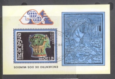 Nicaragua 1988 Precolumbian art perf. sheet Mi.B181 used TA.095 foto