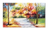 Tablou pictat manual living, dormitor, Colt de rai, impresionist, 100x60cm ulei pe panza in cutit efect 3D
