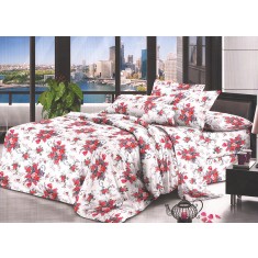 Lenjerie de pat pentru o persoana cu husa de perna dreptunghiulara, Ozara, bumbac mercerizat, multicolor