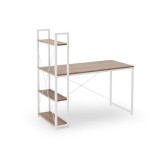 Birou cu rafturi HM Narvik B1, industrial, cadru metalic, PAL melaminat, 120x64x120 cm, stejar sonoma - alb