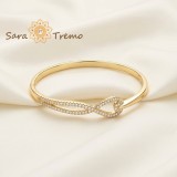 Cumpara ieftin Bratara Infinitul Elegantei , Bratara fixa placata cu aur 14K cu zirconia