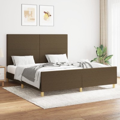 vidaXL Cadru de pat fără saltea, maro &amp;icirc;nchis, 160x200 cm, textil 3124906 foto
