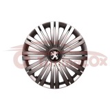 Set 4 Capace Roti Peugeot R17 Argintii - Plastic Flexibil, Fixare Sigura - Model 502