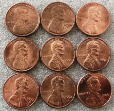 P1. USA SUA 1 cent 1975 1980 D 1984 1987 D 1991 1991 D 1994 D 1995 D 2000 unele aUNC **