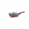 Tigaie grill din aluminiu turnat Heinner Calabria, capac inclus, 24 x 4 cm, interior ceramic