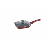 Tigaie grill din aluminiu turnat Heinner Calabria, capac inclus, 24 x 4 cm, interior ceramic