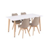 Set de sufragerie Silla 150 4+1, alb-bej