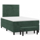 Cumpara ieftin Gossi pat box spring cu saltea, verde inchis, 120x190 cm, catifea