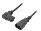 Cablu Alimentare 1,8m Negru IEC C13 Mamă la 90&deg; la IEC C14 Tată 3x1mm2 PVC