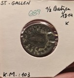 687 Elvetia Cantoane Swiss cantons St. Gallen 1/2 Bazen 1814, KM#103