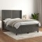 vidaXL Pat box spring cu saltea, gri &icirc;nchis, 140x200 cm, catifea 3132622