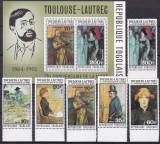 Togo 1976 pictura Lautrec MI 1180-1185 + bl. 106 MNH, Nestampilat