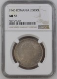 Romania - 25000 Lei 1946 - Varianta cu liniuta la masline - AU58